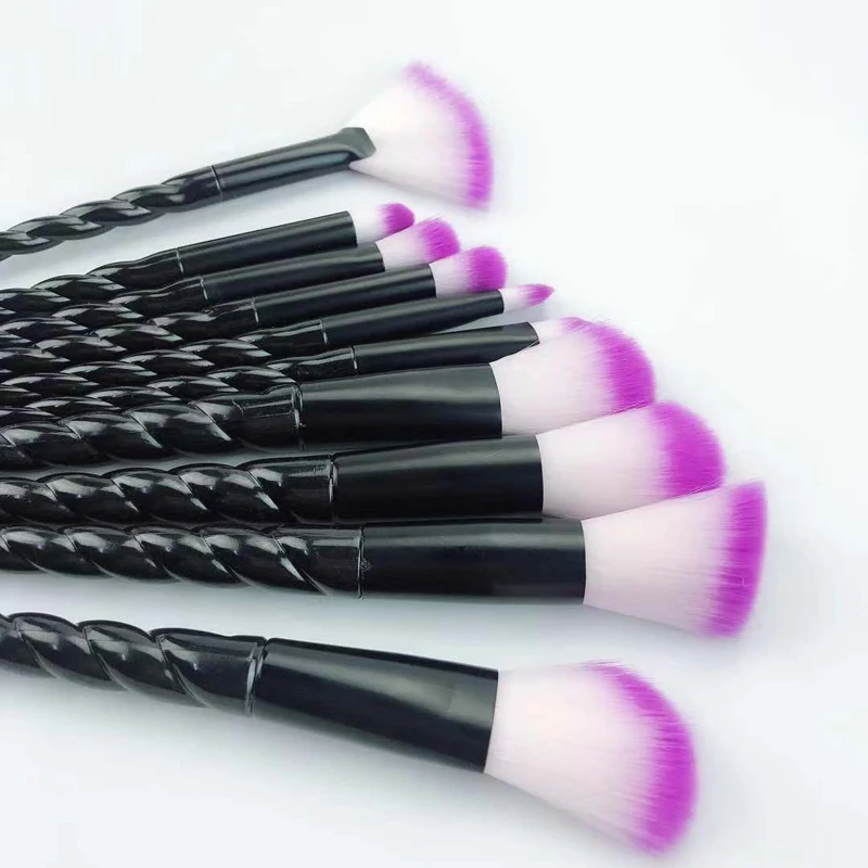 10pce Face Beauty Makeup Brushes Tool Unicorn Set Cosmetic Foundation Eyelash Eye Shadow Eyeliner Lip Brush Bag Beili Amazon Hot (13)