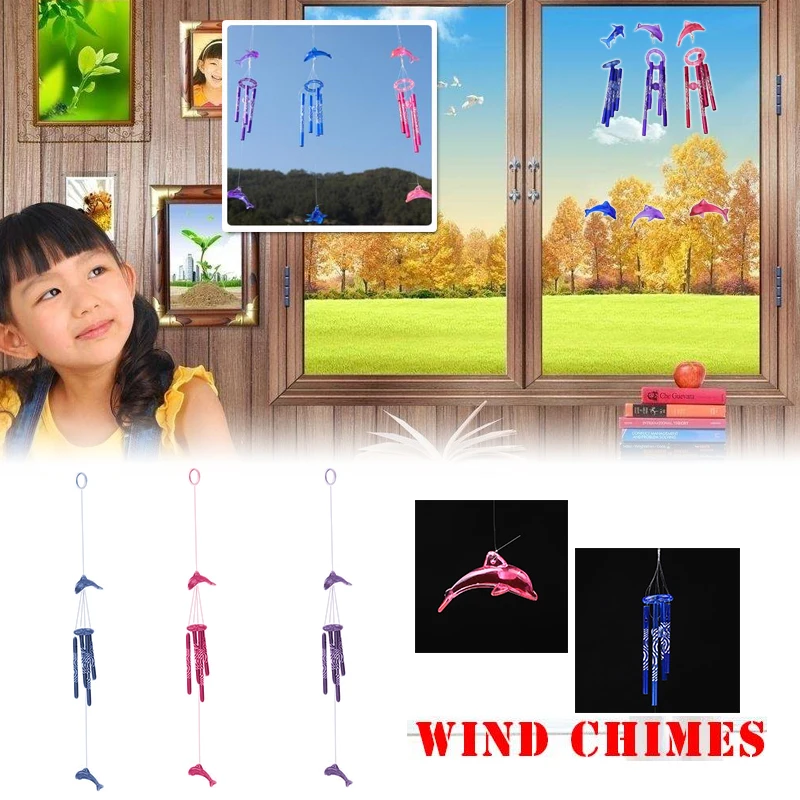 

L40cm Creative Dolphin Wind bell Wind Chime Metal Tube Office Door Wall Hanging Home Decor Living Room Wind Chimes
