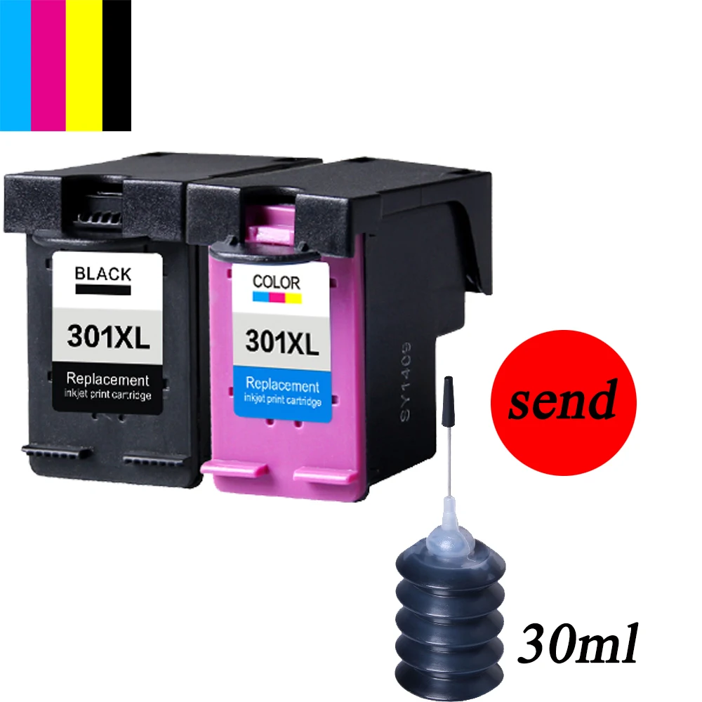 2 Pack 301XL Ink Cartridge Replacement for hp301 301xl CH563EE CH564EE