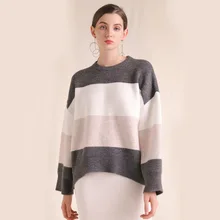 3 color patchwork elastic knit loose pullovers sweater 2018 new plus size long sleeve women autumn winter casual basic sweater