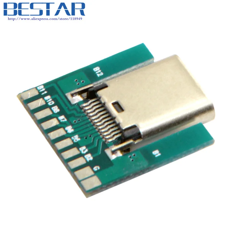 

DIY 24pin USB 3.1 Type C Female Socket Connector SMT type with PC Board