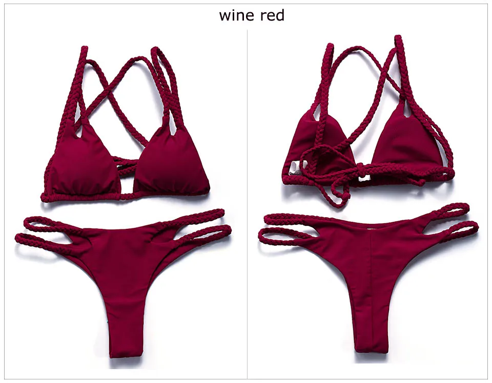 wine red bikini