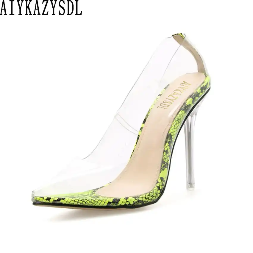 transparent neon heels