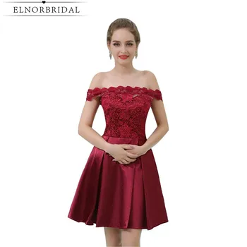 

Burgundy Short Prom Dresses 2020 Sexy Off The Shoulder Girls Party Dress Special Occasion Lace Evening Pageant Gowns
