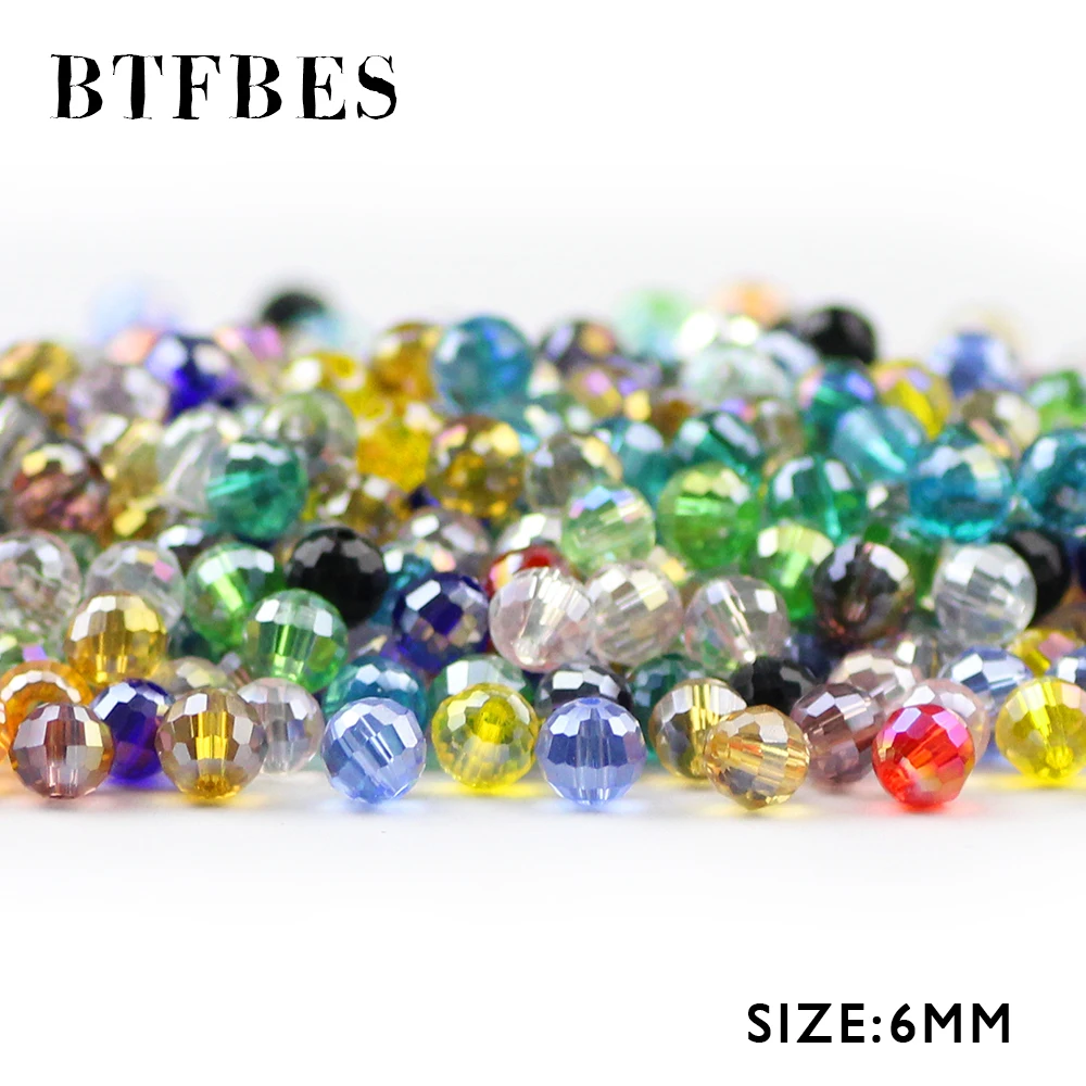 

BTFBES 96 Faceted Ball Austrian Crystal Beads 6mm 50pcs Glass Round Loose Beads For Jewelry Making Bracelet Necklace Earring DIY