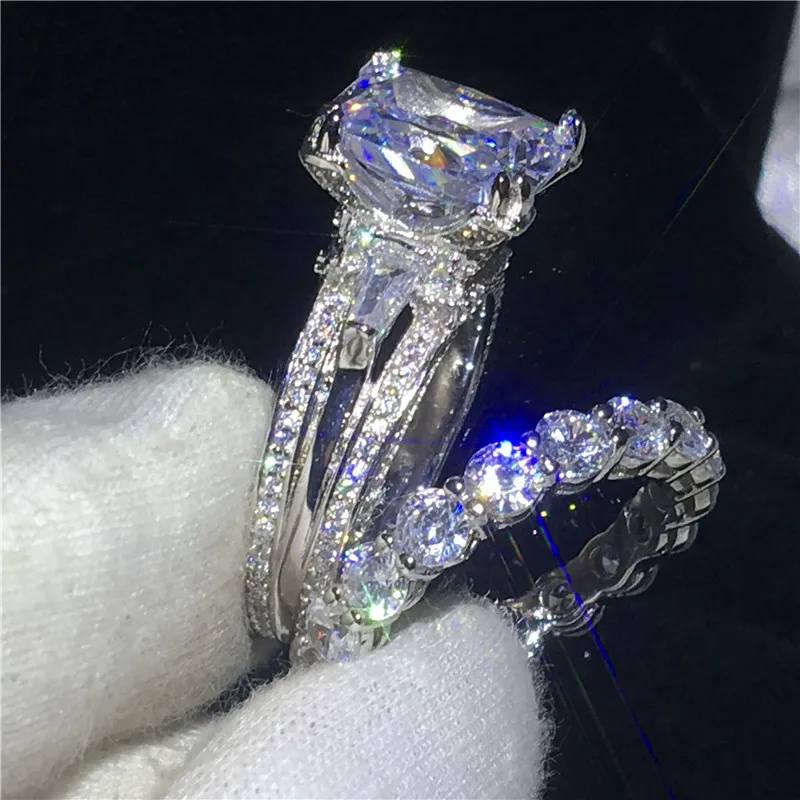 Choucong кольцо в форме Эйфелевой башни, 8ct 5A, циркон, Cz, 925 пробы, серебро, обручальное кольцо, набор колец для женщин, свадебные украшения