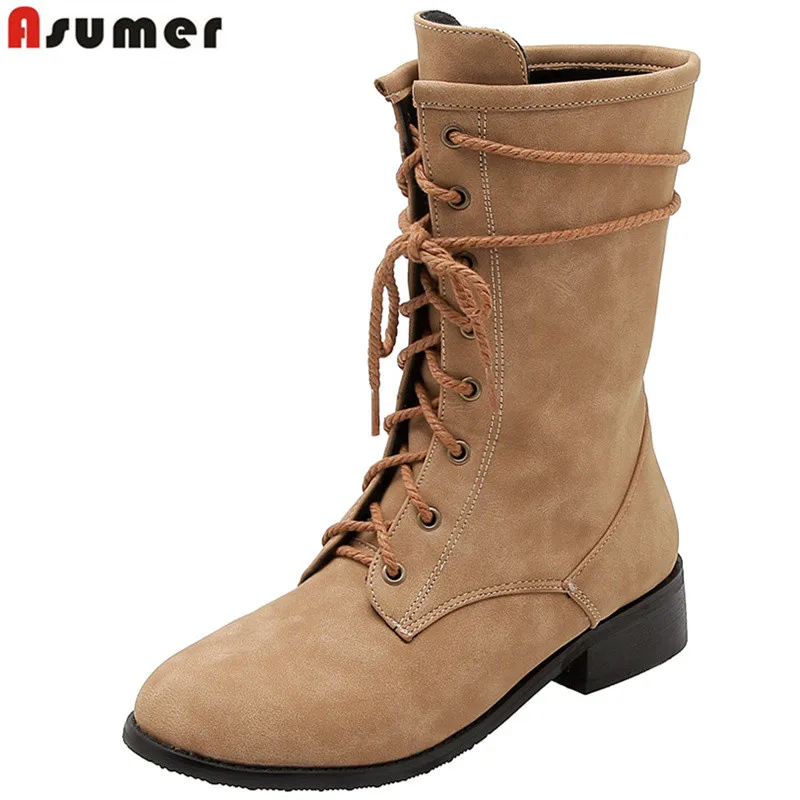 

ASUMER large size 34-46 fashion ankle boots for women round toe ladies autumn winter boots cross tied boots women 2020 new