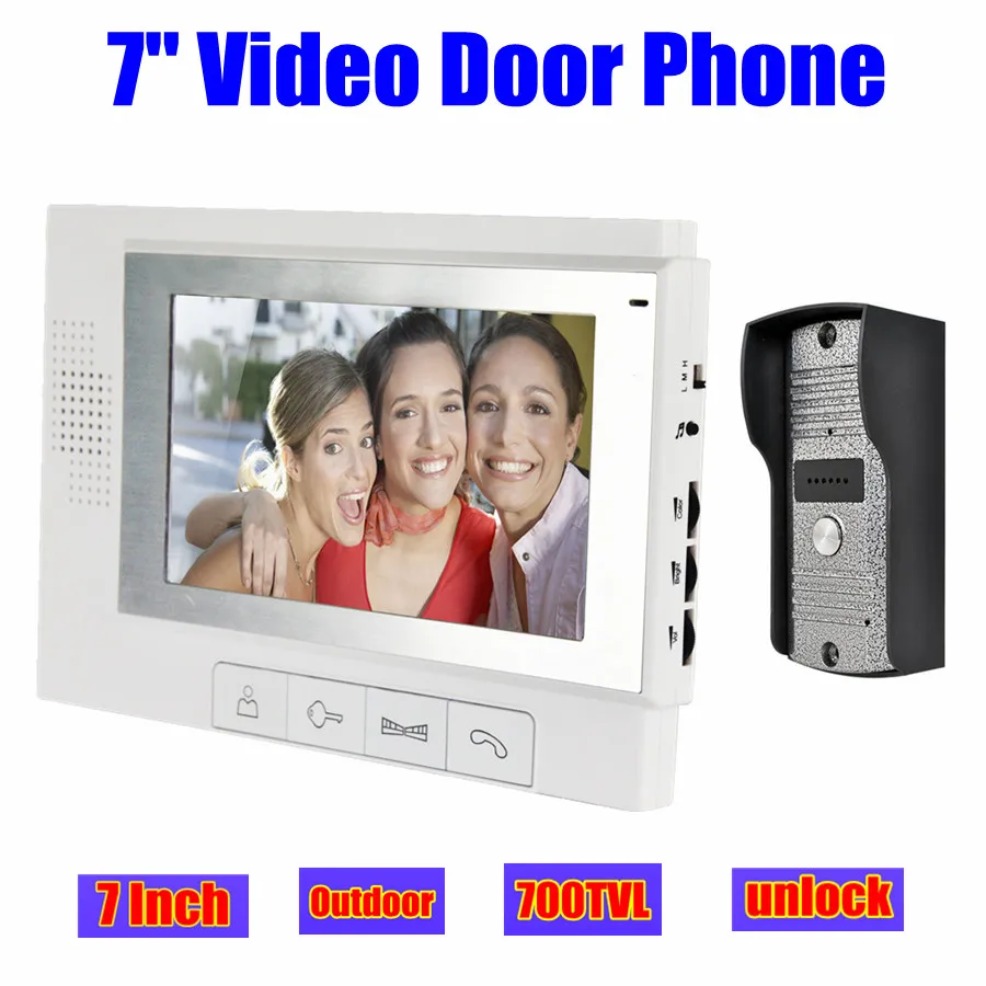 

7" Wired Video Door Phone Doorbell Intercom Home Security System LCD Monitor Outdoor door Camera night vision unlock