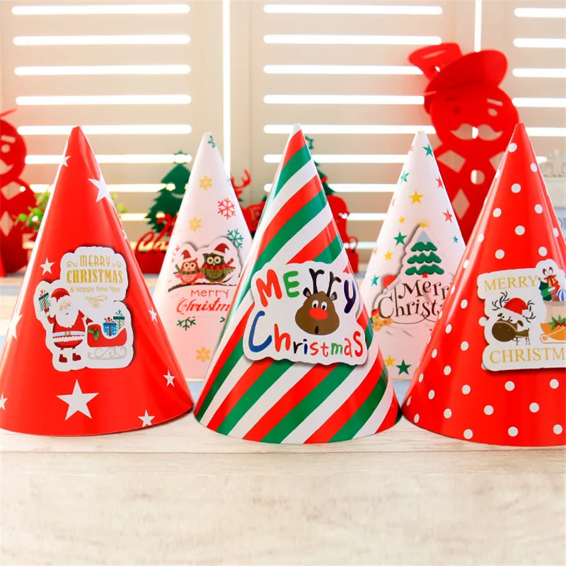 

Christmas Decorations Korean Cartoon Children's Christmas Hat White Cardboard Children's Hat Christmas Gift Hat