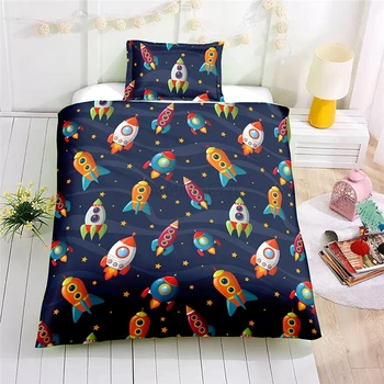 

Cartoon Space Rocket Bedding Set Adult Kids Duvet Cover Sets EU AU US Twin Full Queen Single Double Size Bed Linens Bedclothes