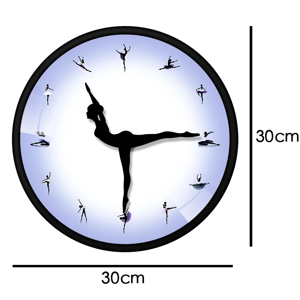 Фиолетовые балерина настенные часы с черным металлическим алюминиевым каркасом Танцы девушки современный минималистичный Гладкий девушка комната украшения спальни часы