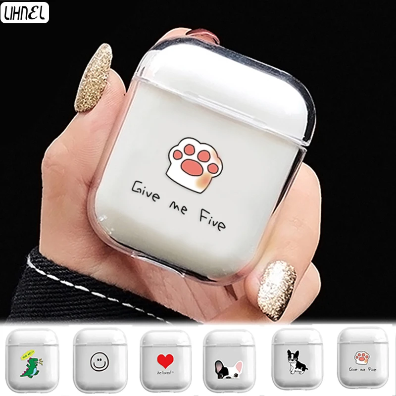 

Cat Paw Corgi Dog Dumbo Fly Elephant Sesame Street Ironman Cartoon PC Hard Clear Case for Airpods Wireless Bluretooth Earphone