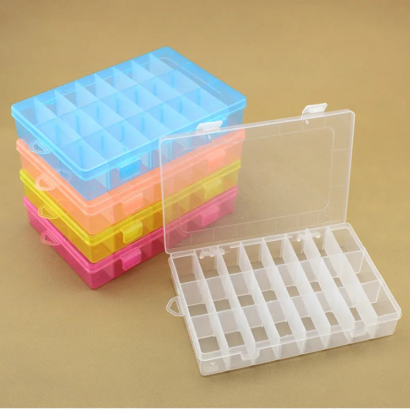 

10/24 Compartment Storage Box Practical Adjustable Plastic Case for Bead Rings Jewelry Display Organizer lw03211151