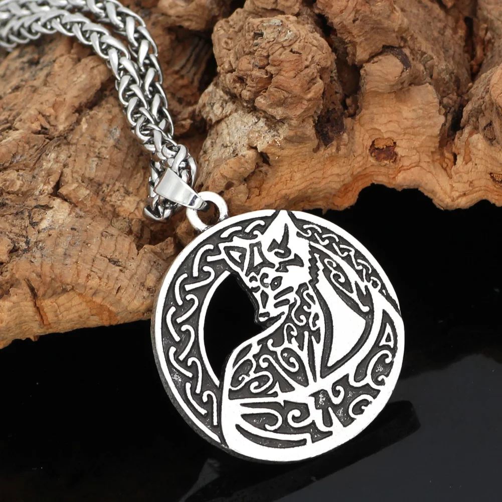 

Celtic fox knot amulet pendant necklace