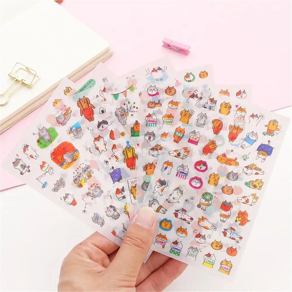 

6 sheets Cartoon Cats PVC Stickers Adhesive Merry Christmas Decorative DIY Diary Album Decoration Stickers Christmas Kids Gift