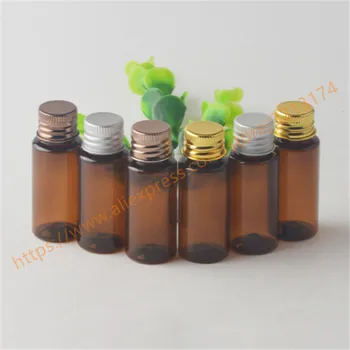 

15ml brown/amber PET mini/samples bottle with aluminum lid,essential oil/liquid/moisturizer/facial water container