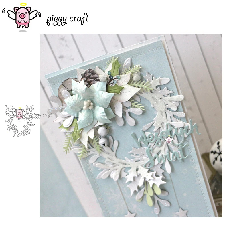 

Piggy Craft metal cutting dies cut die mold Leaf ring round frame Scrapbook paper craft knife mould blade punch stencils dies