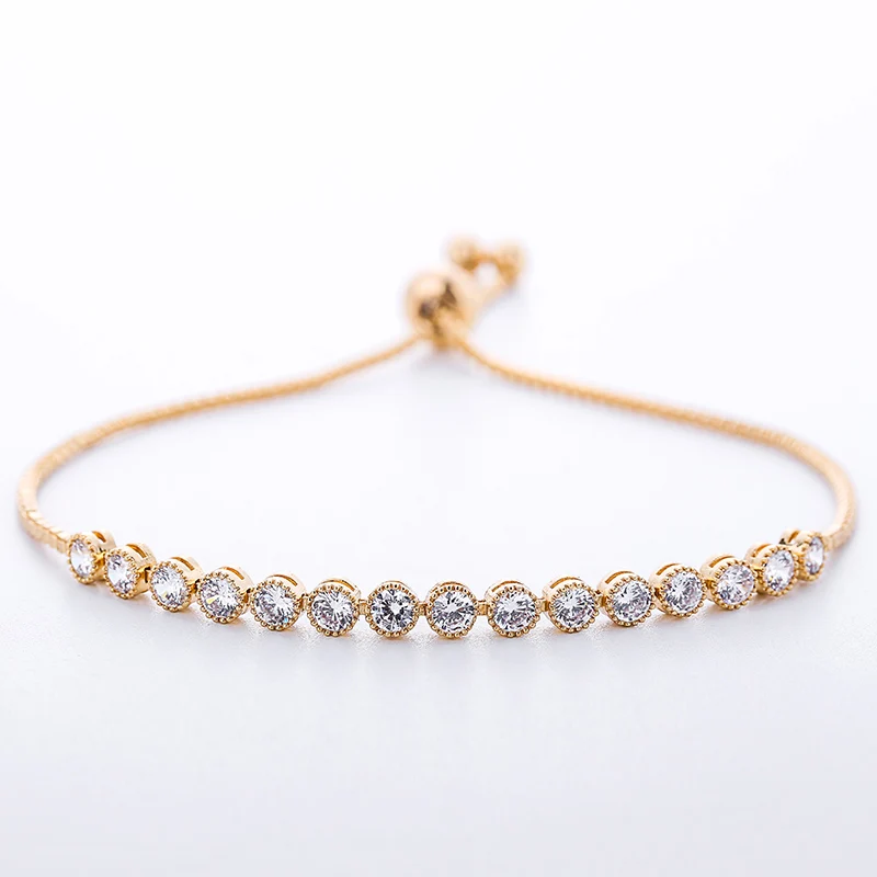High Quality Gold Color Zircon Tennis Bracelets for Women Simple Thin