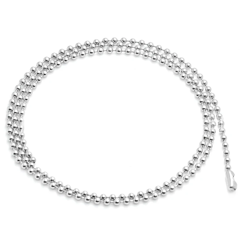 10pcs Silver Tone Stainless Steel Dog Tag Chains,2.3mm Ball Bead Chain