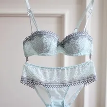 Европейский Тонкий хлопок прозрачное кружевное нижнее белье бюстгальтеры костюм