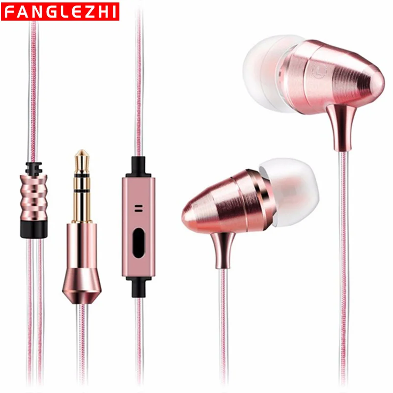 

New Headphones D04 Gold Wired Control Stereo Earphones In-Ear HIFI Game Headset with Microphone For iPhone Xiaomi Android IOS