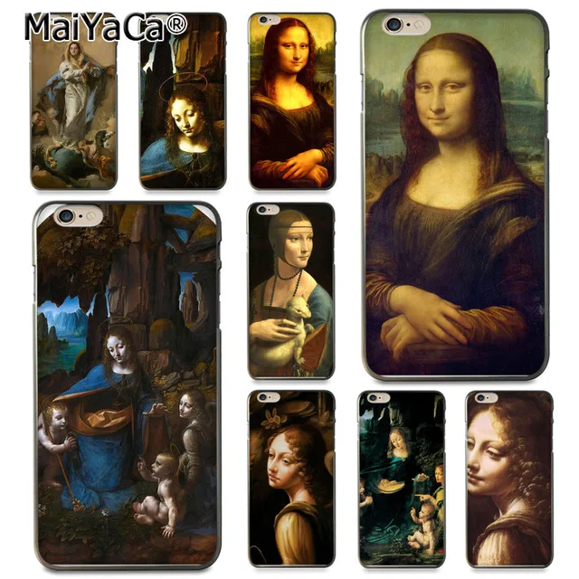 MaiYaCa Leonardo da Vinci работа и Мона Лиза для iPhone 4S 5S 6S Plus X XR XS MAX черный мягкий чехол