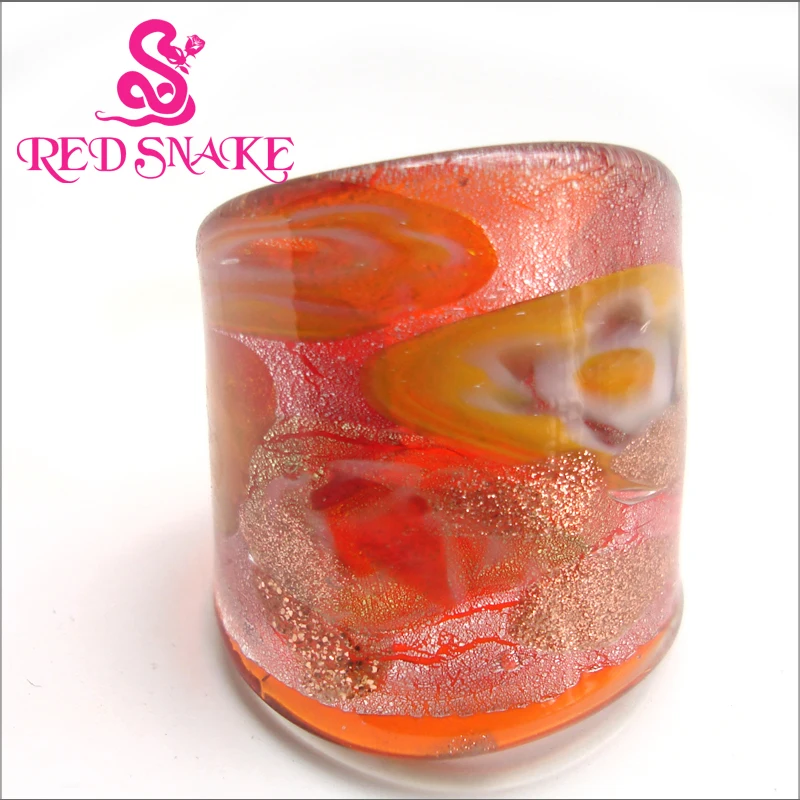 

RED SNAKE Fashion Ring Handmade red with color spots Murano Glass Rings
