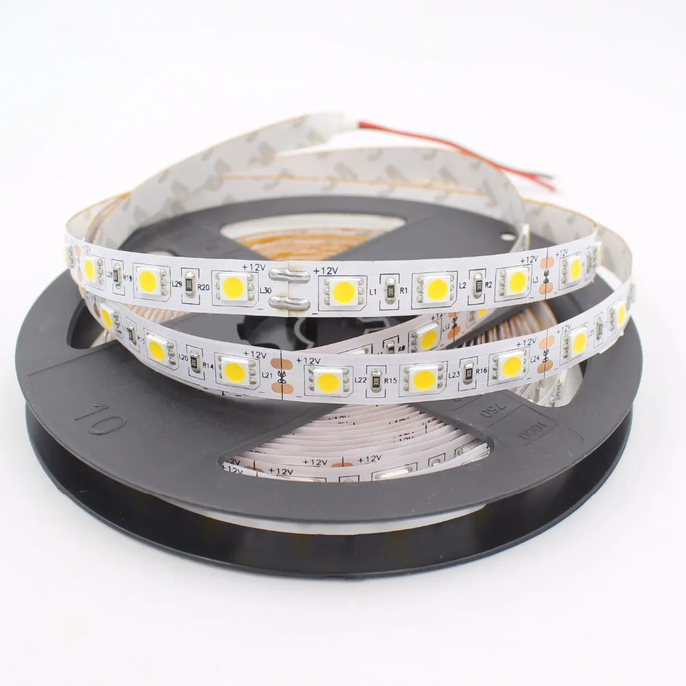 Супер яркость 5 м 12 В вход SMD5050 60 Led/метр 300 Гибкая полоса теплый белый красный