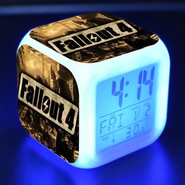 Светодиодный светильник Fallout для игры в кино, 7 цветов, сменные фигурки, игрушки, цифровые детские будильники, ночной Светильник для детской спальни, настольные часы - Цвет: Сливовый