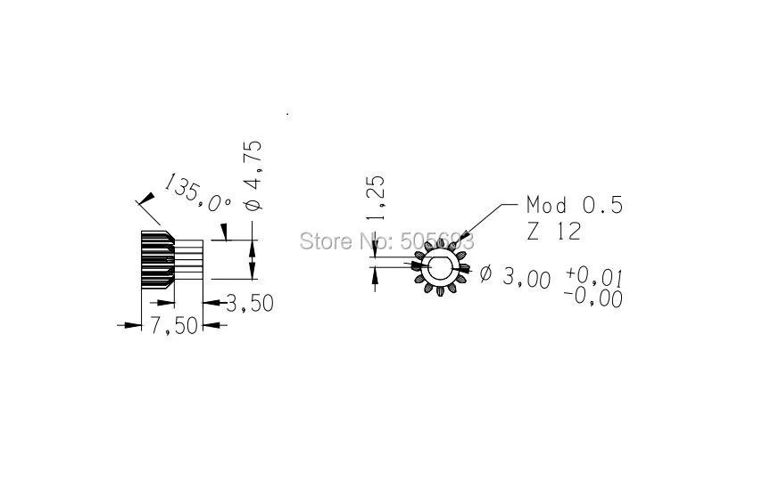 para máquina cnc, 12 dentes com hub
