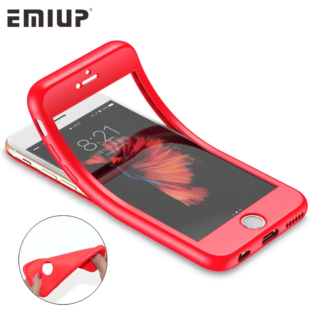 

360 degree Full Body phone Cases For iPhone 6 Soft Silicone Protective Cover for iPhone7 8 Plus coque For iphone 6 6s plus case