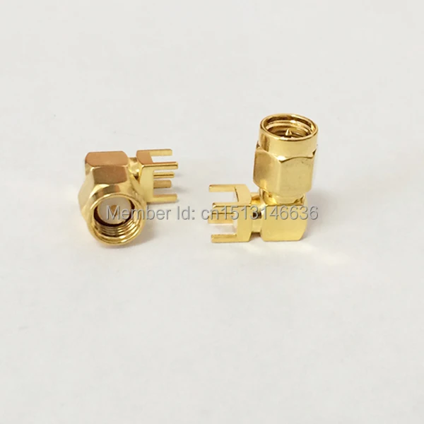 

1pc SMA Connector Male Plug RF Coax Modem Convertor PCB mount Cable Right Angle Goldplated NEW
