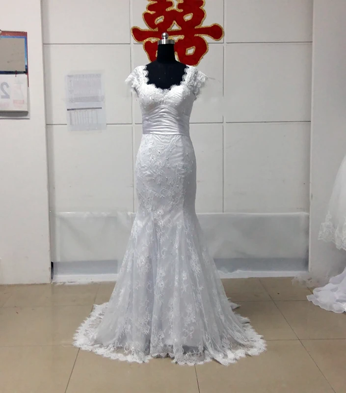 MANSA Vestido De Noiva винтажное кружевное свадебное платье русалки 2017 сексуальное свадебное платье в форме цветка, для невесты es с рукавами
