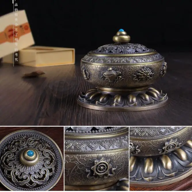 High Quanlity ceramic coil Incense burners holder with metal copper