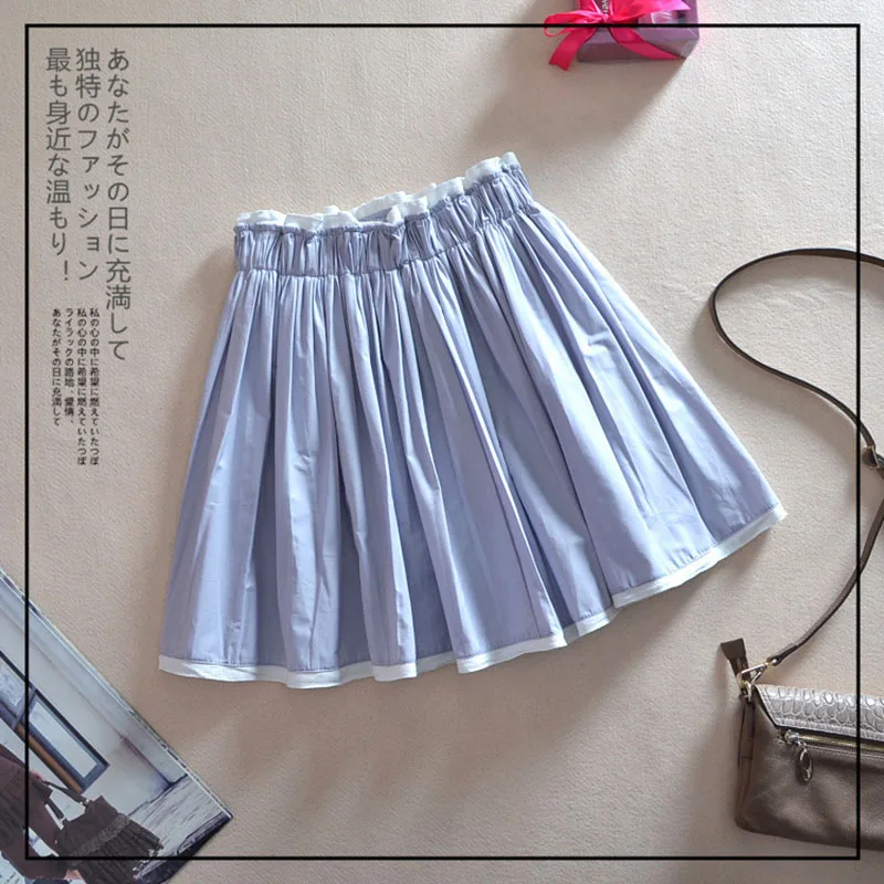 

2019 Summer New Women's College Casual Pleated Skirt Solid Color Slim Joker Short Skirt Natural Casual