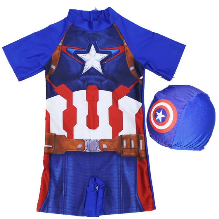 Купальный костюм для мальчиков, От 2 до 11 лет для малышей, супер герой, UPF50+ пляжная одежда, строгий детский купальный костюм для мальчиков Цельный купальник с шапочкой - Цвет: 6