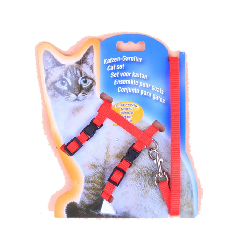 Cat Harness Set Adjustable Nylon Collars And Leads Pet Traction Cat