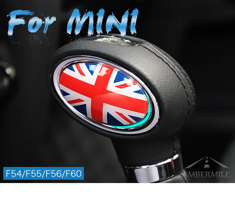 2pcs 3D Car Gearshift Lever Knob Covers Stickers Decals Decoration for Mini Cooper F54 F55 F56 Accessories Car Styling (1)