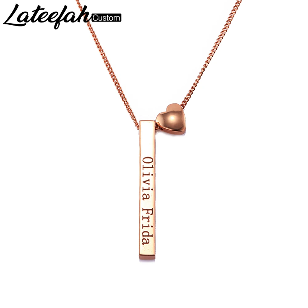 Lateefah Personality Letter Custom Name Fashion Necklace Tiny Dainty Heart Initial Necklaces Women Accessories Ladies Jewelry