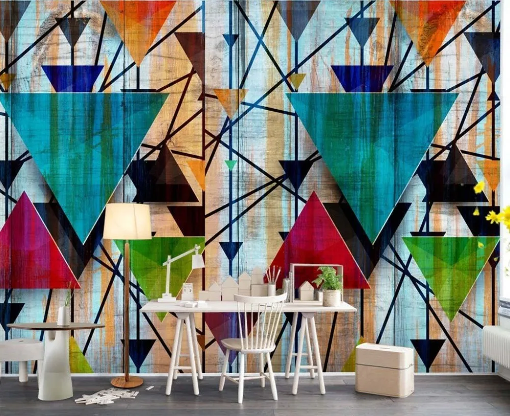 

[Self-Adhesive] 3D Abstract Colorful Triangle 44 Wall Paper mural Wall Print Decal Wall Murals