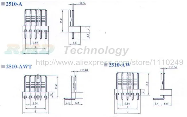 50 шт./лот KF2510 KF2510-2-12AW 2510 2,54 мм штыревой разъем под прямым углом 2,54 мм 2,3, 4,5, 6-12pin