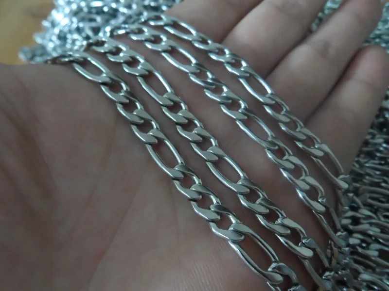 

GNAYY Factory Price 10meter Lot 2.5mm/4mm/6mm/7mm/9mm Width DIY Jewelry Finding/Makings Stainless Steel NK figaro Chain