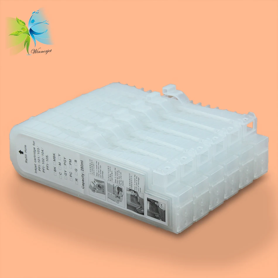 WINNERJET 8 расцветок PFI-105 PFI-106 перезаправляемый картридж с чип для Canon IPF6300S IPF 6300 S принтер