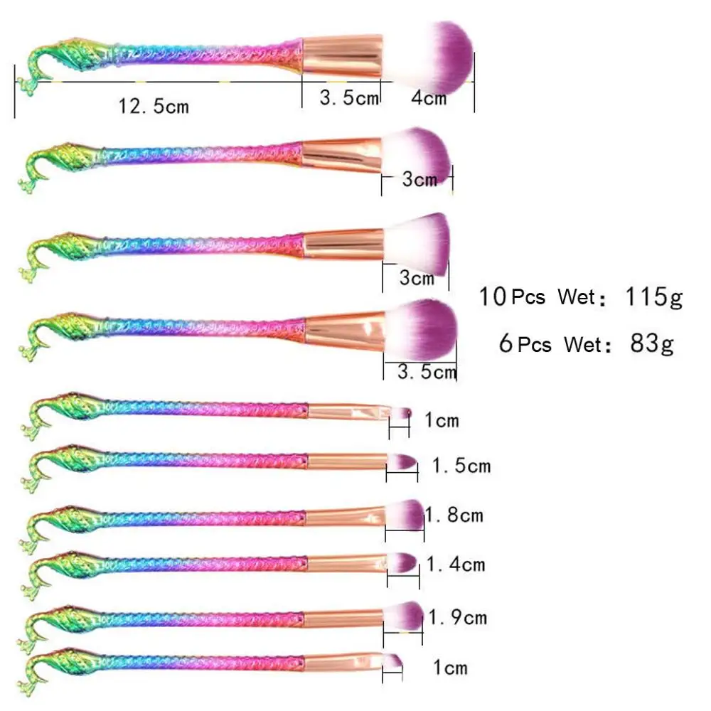 High Quality Makeup Brushes Premium Concealers Blending Eyebrow Brush Lip Brush Eye Shadows Face Makeup Brush 10Pcs/Sets