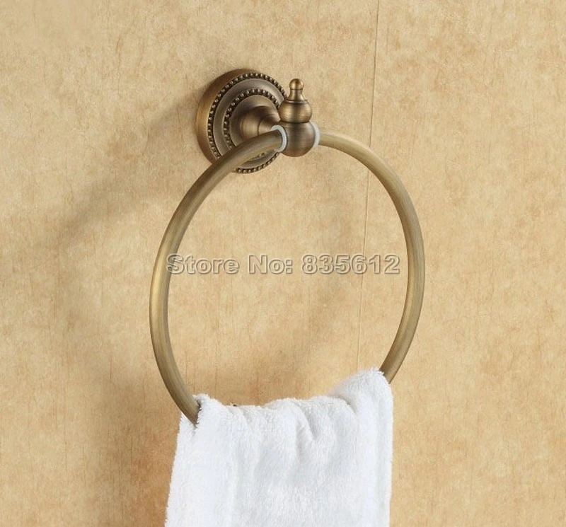 Аксессуары для ванной комнаты Настенные антикварные латунные полотенца кольца держатель Wba088