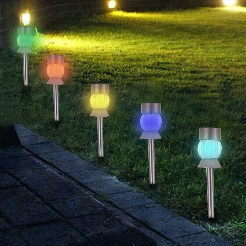 NEW 10pcs Pumpkin Shape Solar LED Light Outdoor Solar Lawn Garden Lights Landscape Path LED Solar Lamp Grounding Spike Lights