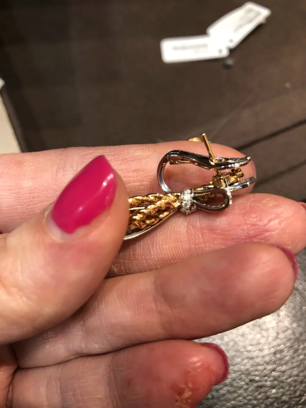 

Custom for earring with diamond 14K rose gold and 14K white gold