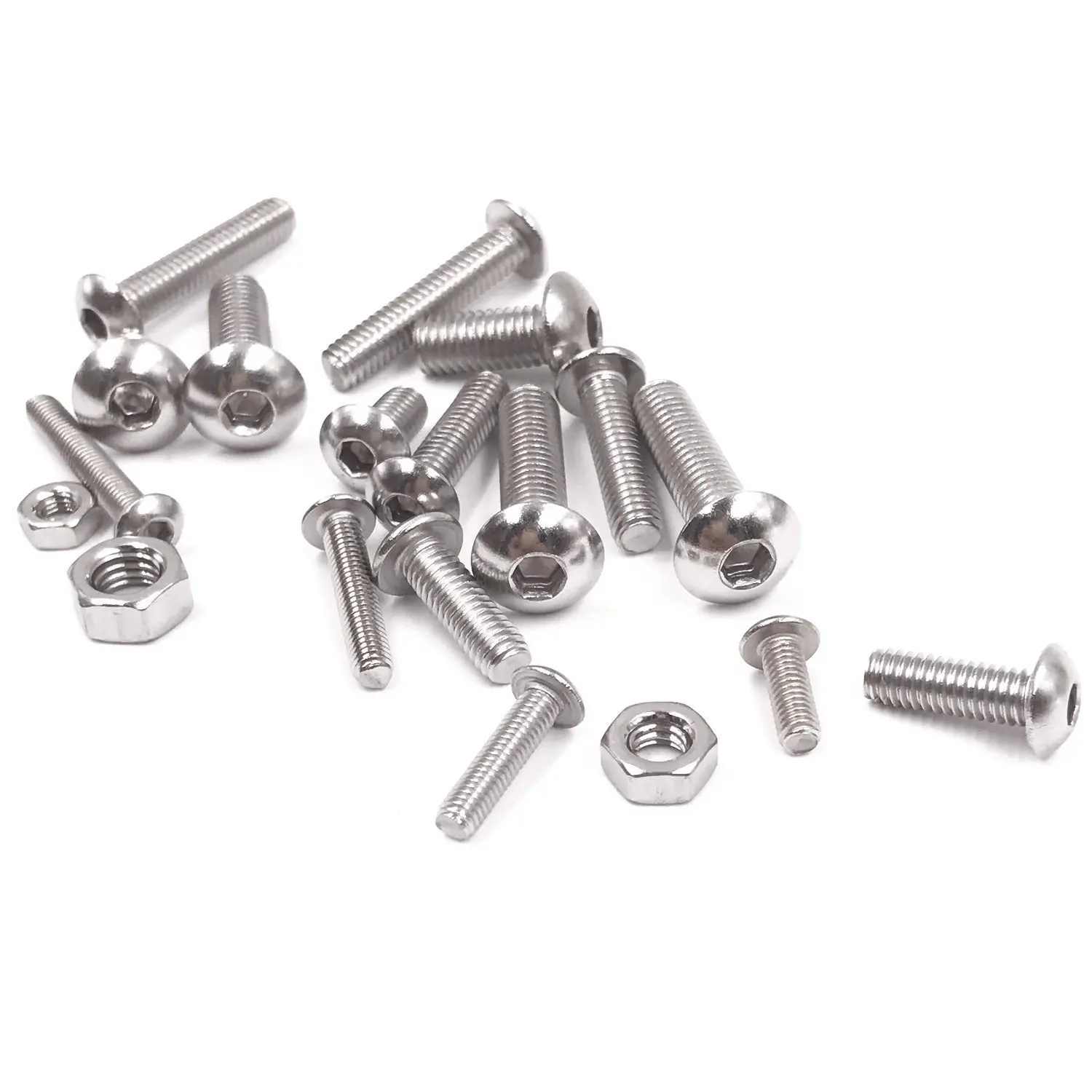 DSHA -Screw and Nut Kit,Machine Screw and Nut Kit, 500 Pcs M3 M4 M5 Stainless Steel Button Head Hex Socket Head Cap Bolts Scre