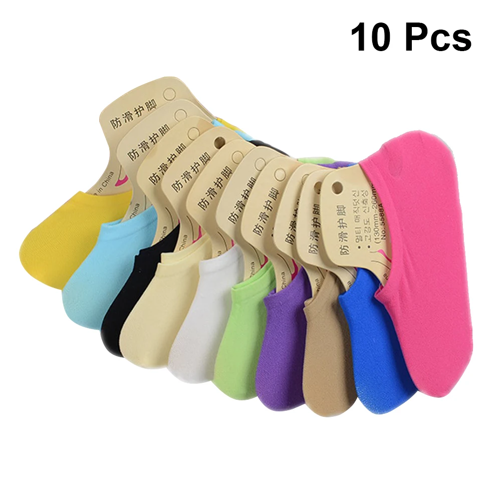 

10 Pairs Socks Non-slip Nylon Breathable Invisible Elastic Ankle Socks Sneaker Socks Short Socks for Women Girls Ladies
