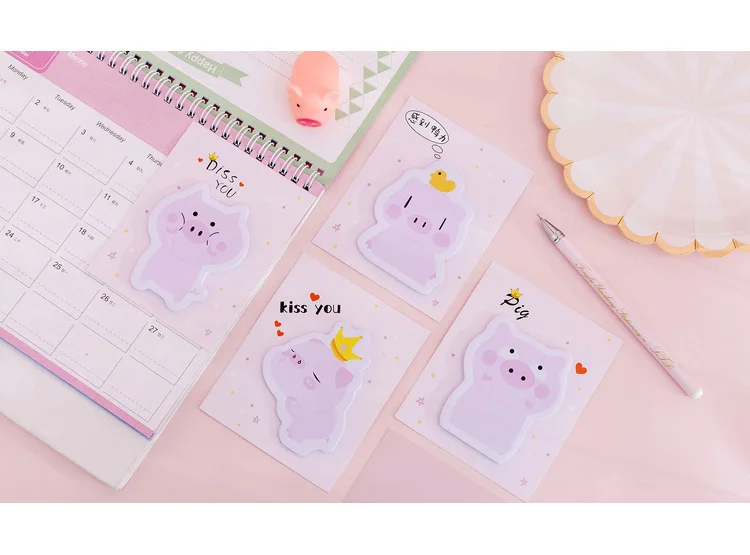 Милые мультяшное животное, Свинка Kiss Me memo pad Kawaii Заметки для детей планировщик стикер сообщений школы офисные принадлежности оптовая